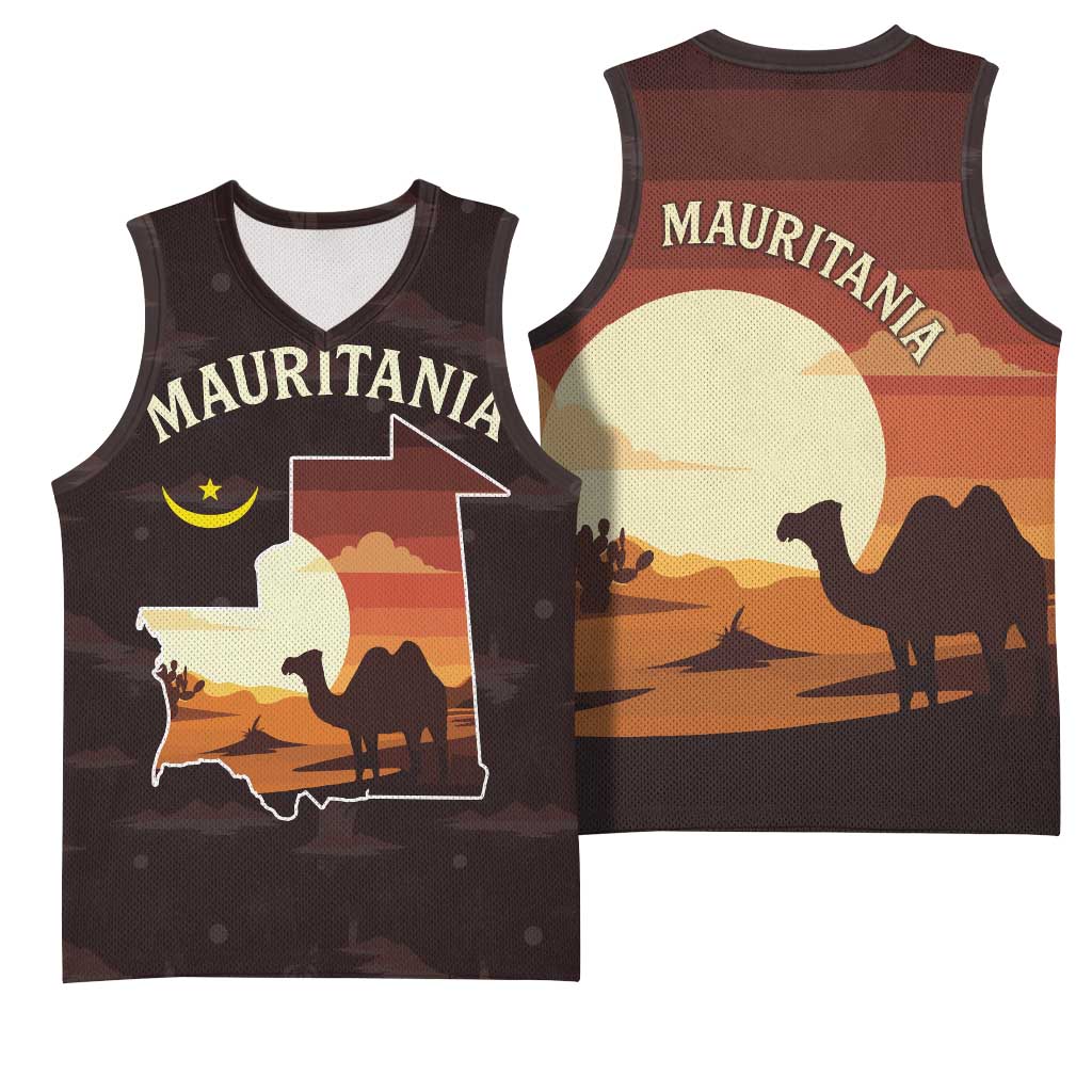 Mauritania Basketball Jersey - Desert Sunset Camel Silhouette and Flag Accents TS04