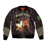 Mauritania Bomber Jacket - Desert Sunset Camel Silhouette and Flag Accents