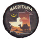 Mauritania Spare Tire Cover - Desert Sunset Camel Silhouette and Flag Accents