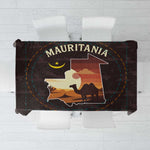 Mauritania Tablecloth - Desert Sunset Camel Silhouette and Flag Accents