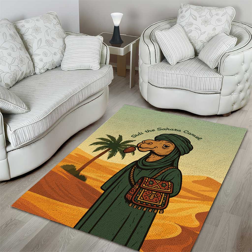 Mauritania Area Rug - Sidi the Sahara Camel Cartoon and Desert Caravan Design