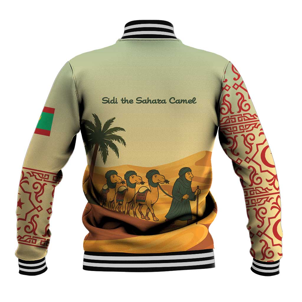 Mauritania Baseball Jacket - Sidi the Sahara Camel Cartoon and Desert Caravan Design