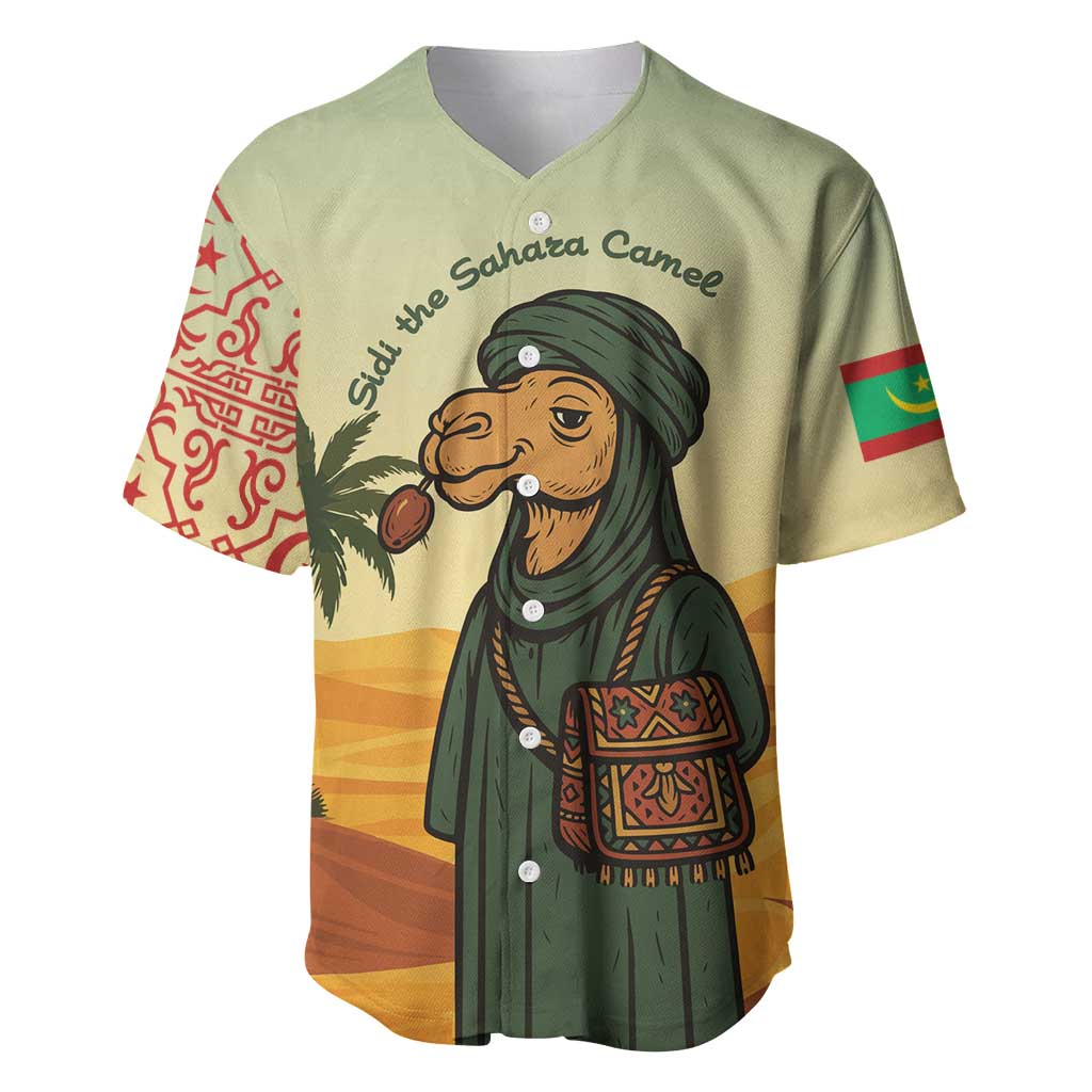Mauritania Baseball Jersey - Sidi the Sahara Camel Cartoon and Desert Caravan Design
