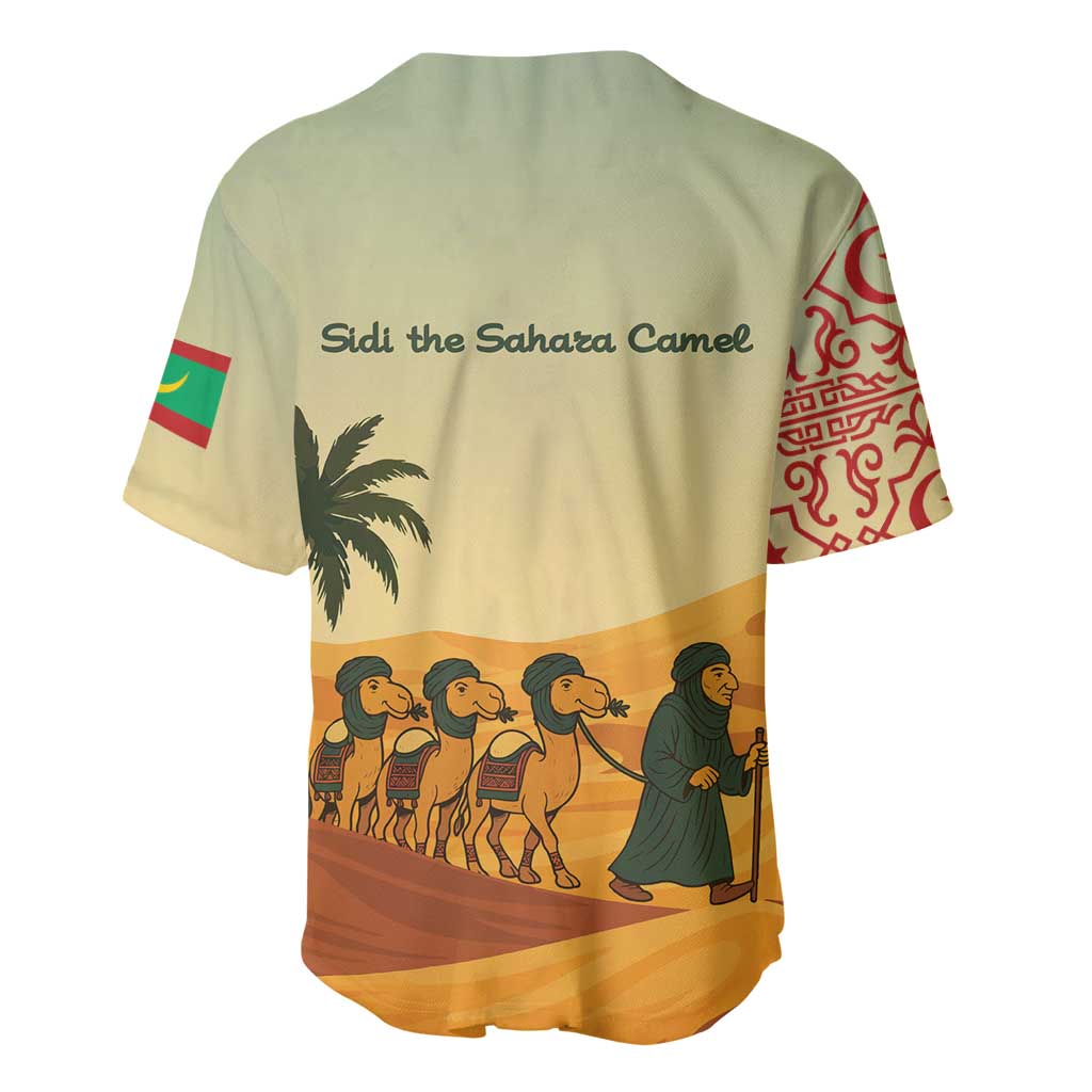 Mauritania Baseball Jersey - Sidi the Sahara Camel Cartoon and Desert Caravan Design