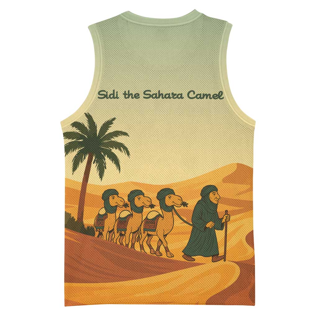Mauritania Basketball Jersey - Sidi the Sahara Camel Cartoon and Desert Caravan Design TS04