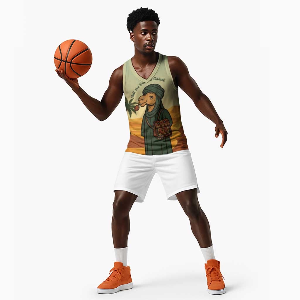 Mauritania Basketball Jersey - Sidi the Sahara Camel Cartoon and Desert Caravan Design TS04