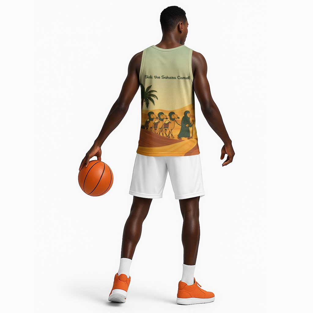 Mauritania Basketball Jersey - Sidi the Sahara Camel Cartoon and Desert Caravan Design TS04