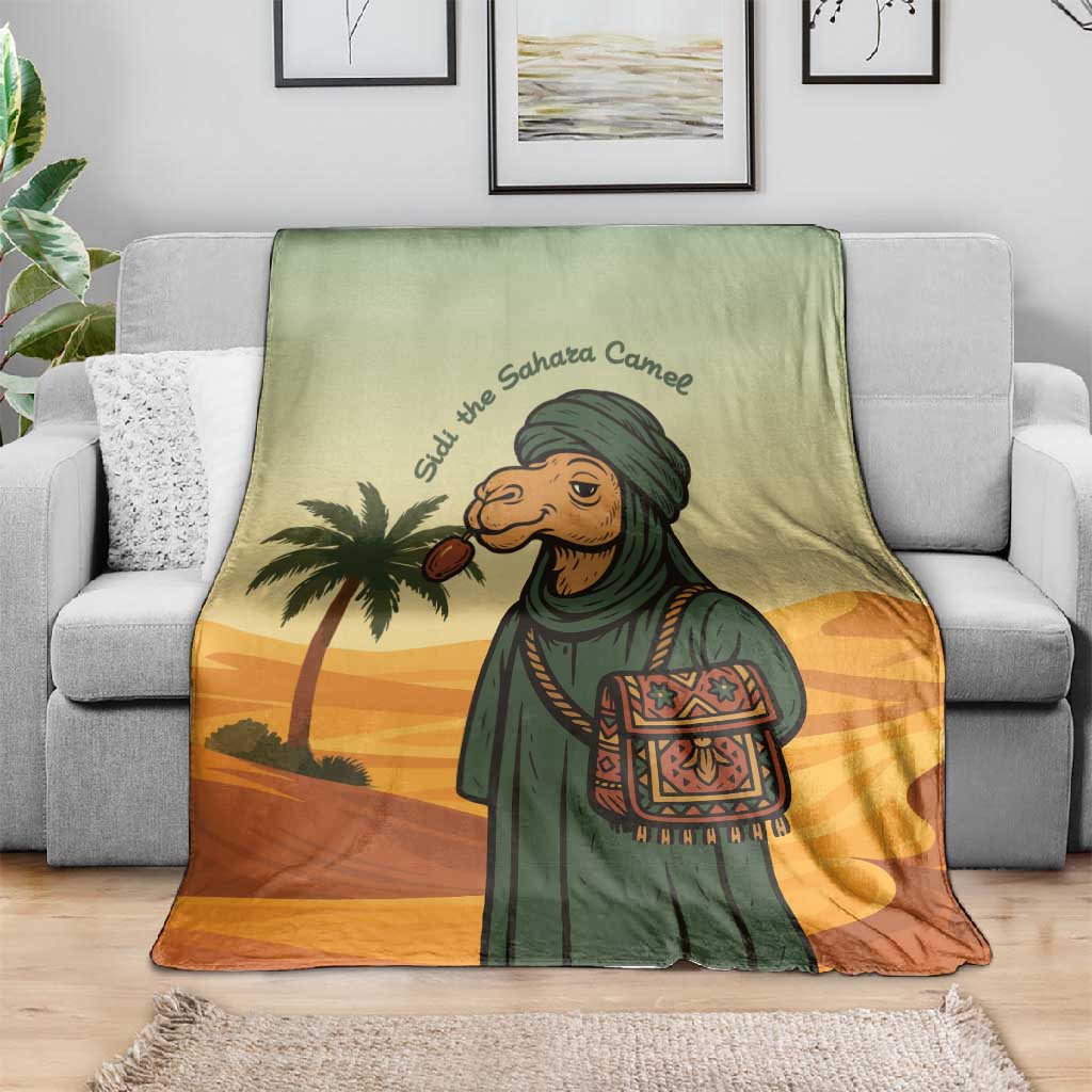 Mauritania Blanket - Sidi the Sahara Camel Cartoon and Desert Caravan Design