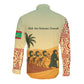 Mauritania Long Sleeve Button Shirt - Sidi the Sahara Camel Cartoon and Desert Caravan Design