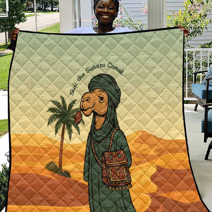 Mauritania Quilt - Sidi the Sahara Camel Cartoon and Desert Caravan Design