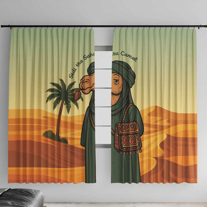Mauritania Window Curtain - Sidi the Sahara Camel Cartoon and Desert Caravan Design