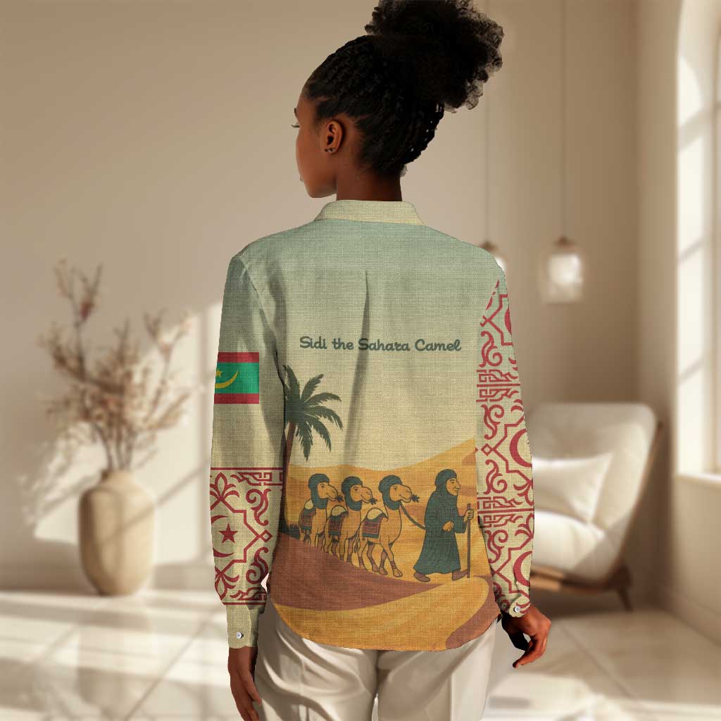 Mauritania Women Casual Shirt - Sidi the Sahara Camel Cartoon and Desert Caravan Design
