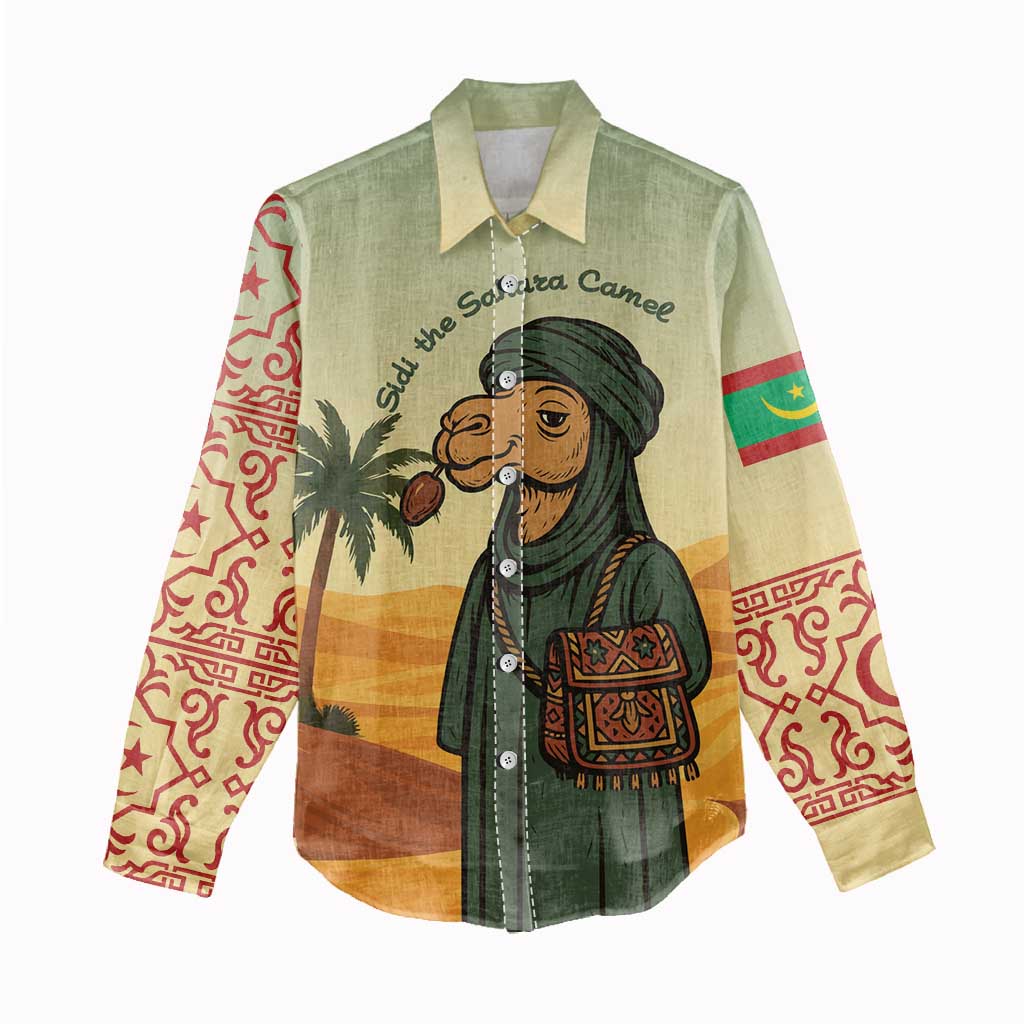 Mauritania Women Casual Shirt - Sidi the Sahara Camel Cartoon and Desert Caravan Design