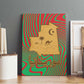 Mauritania Canvas Wall Art - Desert Camel Crescent Moon and Palm Tree Graphic in Red Green Gold Pattern