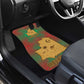 Mauritania Car Mats - Desert Camel Crescent Moon and Palm Tree Graphic in Red Green Gold Pattern