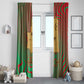 Mauritania Window Curtain - Desert Camel Crescent Moon and Palm Tree Graphic in Red Green Gold Pattern