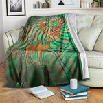 Mauritania Blanket - Green Tie Dye Camel and Crescent Moon Flag Design