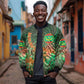 Mauritania Bomber Jacket - Green Tie Dye Camel and Crescent Moon Flag Design