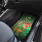 Mauritania Car Mats - Green Tie Dye Camel and Crescent Moon Flag Design