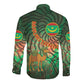 Mauritania Long Sleeve Button Shirt - Green Tie Dye Camel and Crescent Moon Flag Design