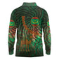 Mauritania Long Sleeve Polo Shirt - Green Tie Dye Camel and Crescent Moon Flag Design