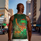 Mauritania Men Tank Top - Green Tie Dye Camel and Crescent Moon Flag Design