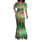 Mauritania Mermaid Dress - Green Tie Dye Camel and Crescent Moon Flag Design