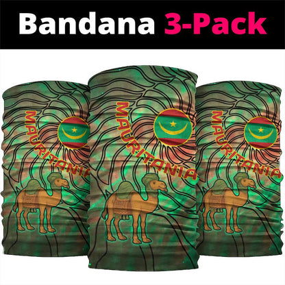 Mauritania Neck Gaiter - Green Tie Dye Camel and Crescent Moon Flag Design TS04