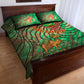 Mauritania Quilt Bed Set - Green Tie Dye Camel and Crescent Moon Flag Design