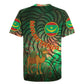 Mauritania Rugby Jersey - Green Tie Dye Camel and Crescent Moon Flag Design