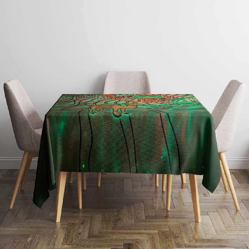 Mauritania Tablecloth - Green Tie Dye Camel and Crescent Moon Flag Design