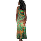 Mauritania Tank Maxi Dress - Green Tie Dye Camel and Crescent Moon Flag Design