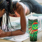 Mauritania Tumbler With Handle - Green Tie Dye Camel and Crescent Moon Flag Design