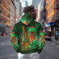 Mauritania Zip Hoodie - Green Tie Dye Camel and Crescent Moon Flag Design