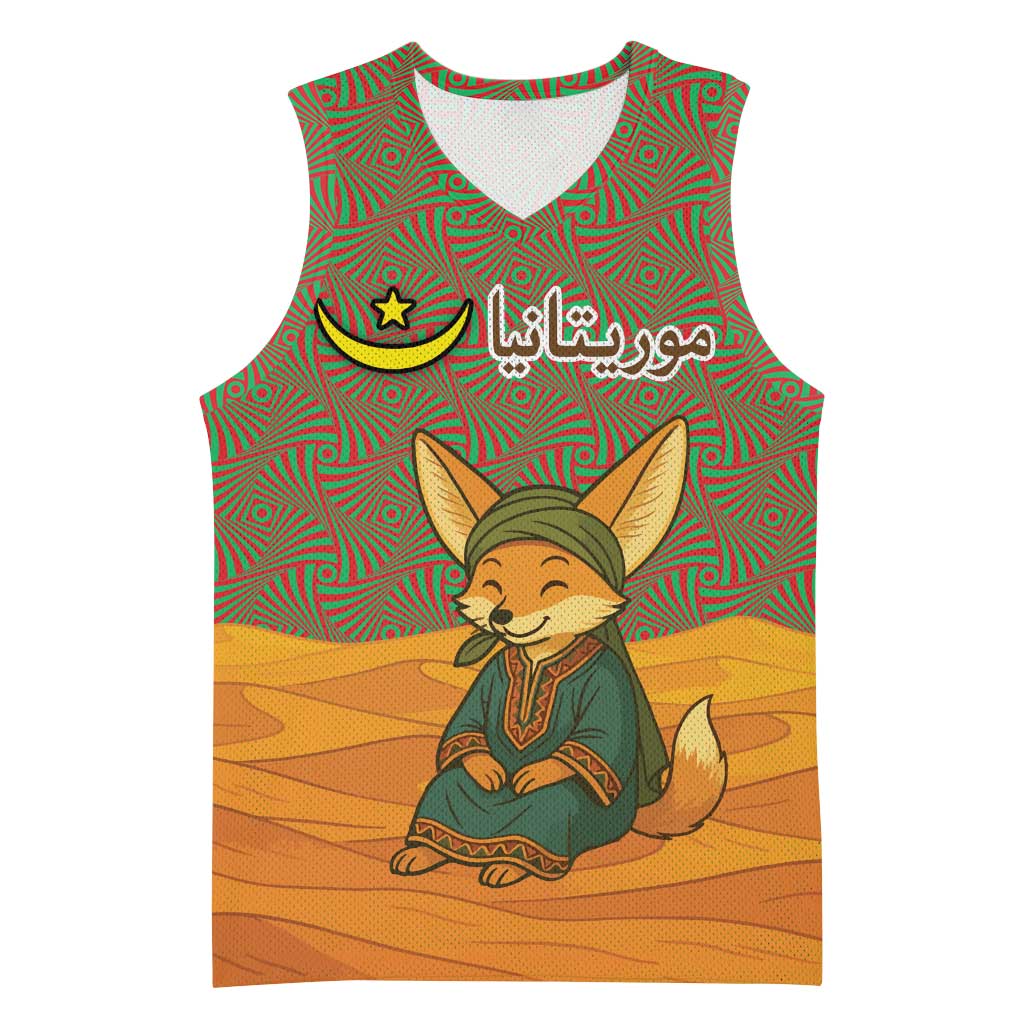 Mauritania Basketball Jersey - Cute Fennec Fox and Arabic Calligraphy Desert Design TS04