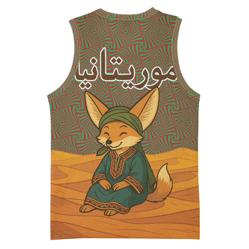 Mauritania Basketball Jersey - Cute Fennec Fox and Arabic Calligraphy Desert Design TS04