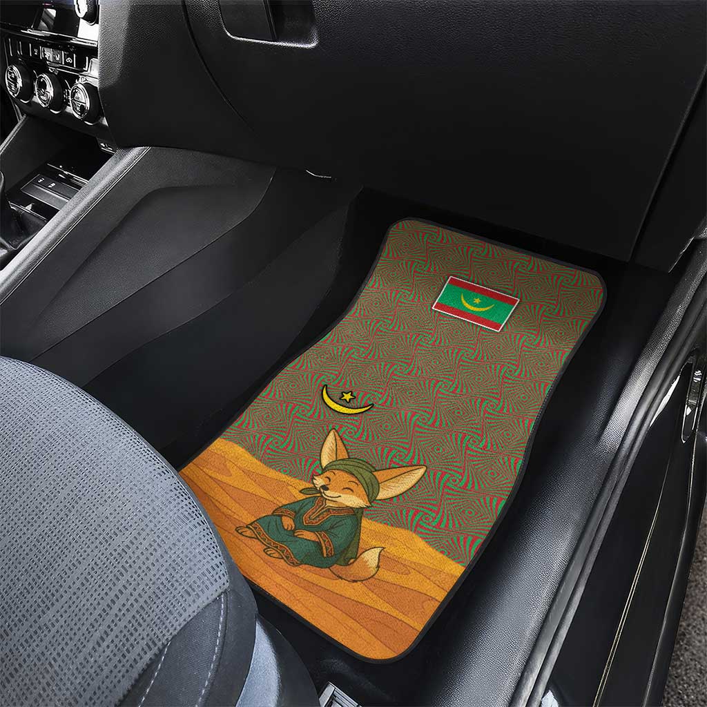 Mauritania Car Mats - Cute Fennec Fox and Arabic Calligraphy Desert Design