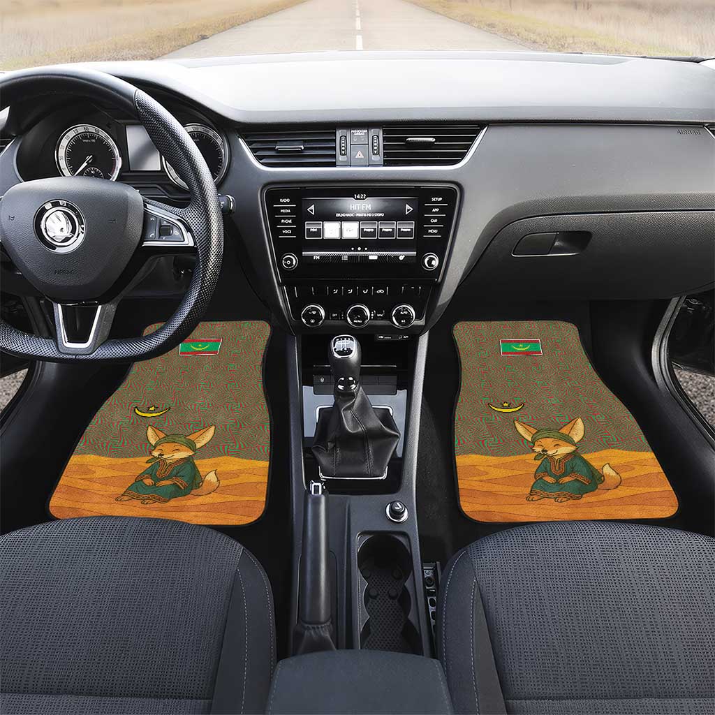 Mauritania Car Mats - Cute Fennec Fox and Arabic Calligraphy Desert Design