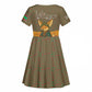 Mauritania Kid Short Sleeve Dress - Cute Fennec Fox and Arabic Calligraphy Desert Design