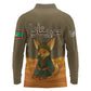 Mauritania Long Sleeve Polo Shirt - Cute Fennec Fox and Arabic Calligraphy Desert Design