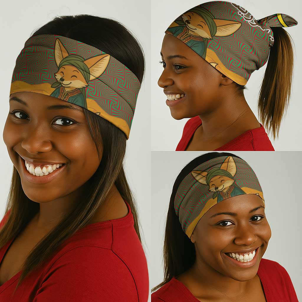 Mauritania Neck Gaiter - Cute Fennec Fox and Arabic Calligraphy Desert Design TS04