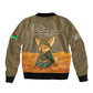 Mauritania Sleeve Zip Bomber Jacket - Cute Fennec Fox and Arabic Calligraphy Desert Design