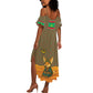 Mauritania Summer Maxi Dress - Cute Fennec Fox and Arabic Calligraphy Desert Design