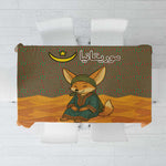 Mauritania Tablecloth - Cute Fennec Fox and Arabic Calligraphy Desert Design