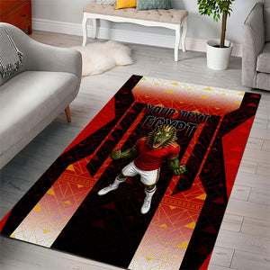 Personalized Egypt Soccer Sobek Crocodile Mascot Area Rug Pharaoh Mascot Egyptian Hieroglyphic