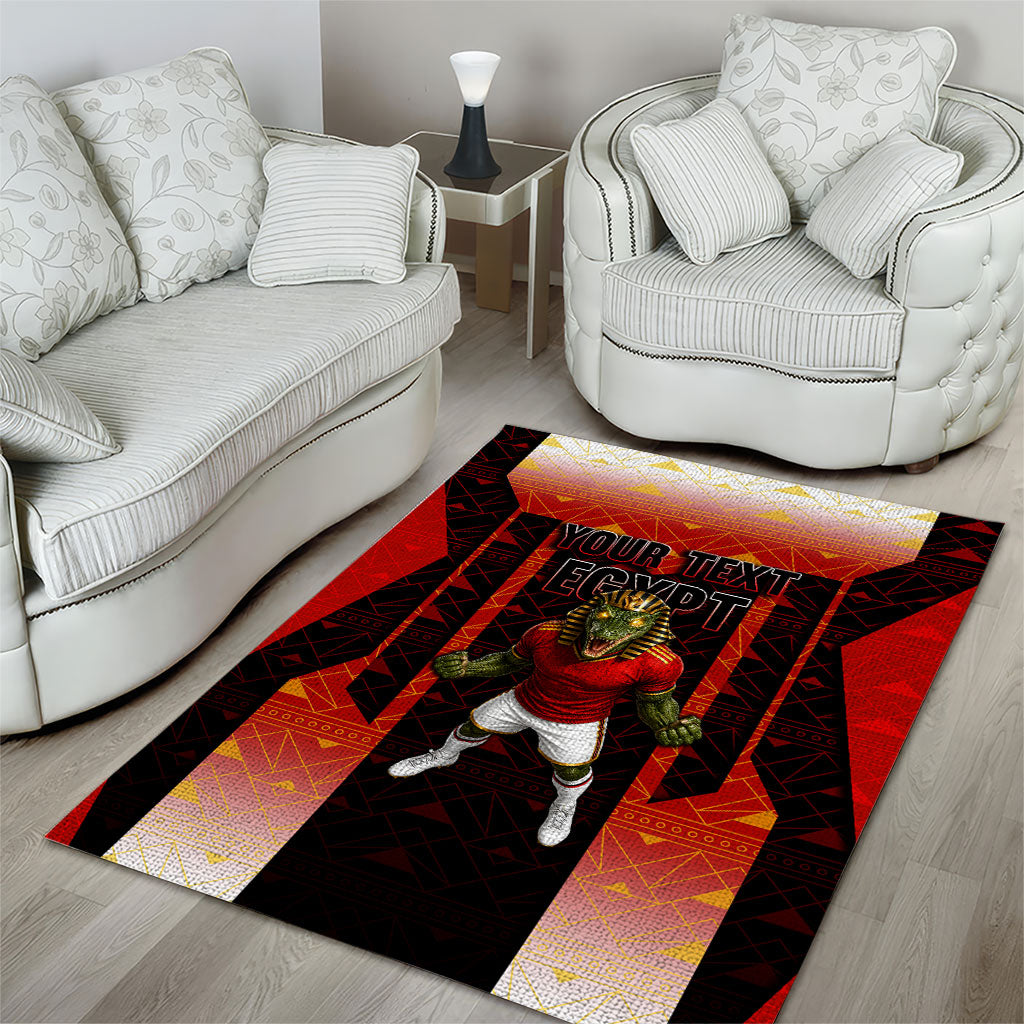 Personalized Egypt Soccer Sobek Crocodile Mascot Area Rug Pharaoh Mascot Egyptian Hieroglyphic