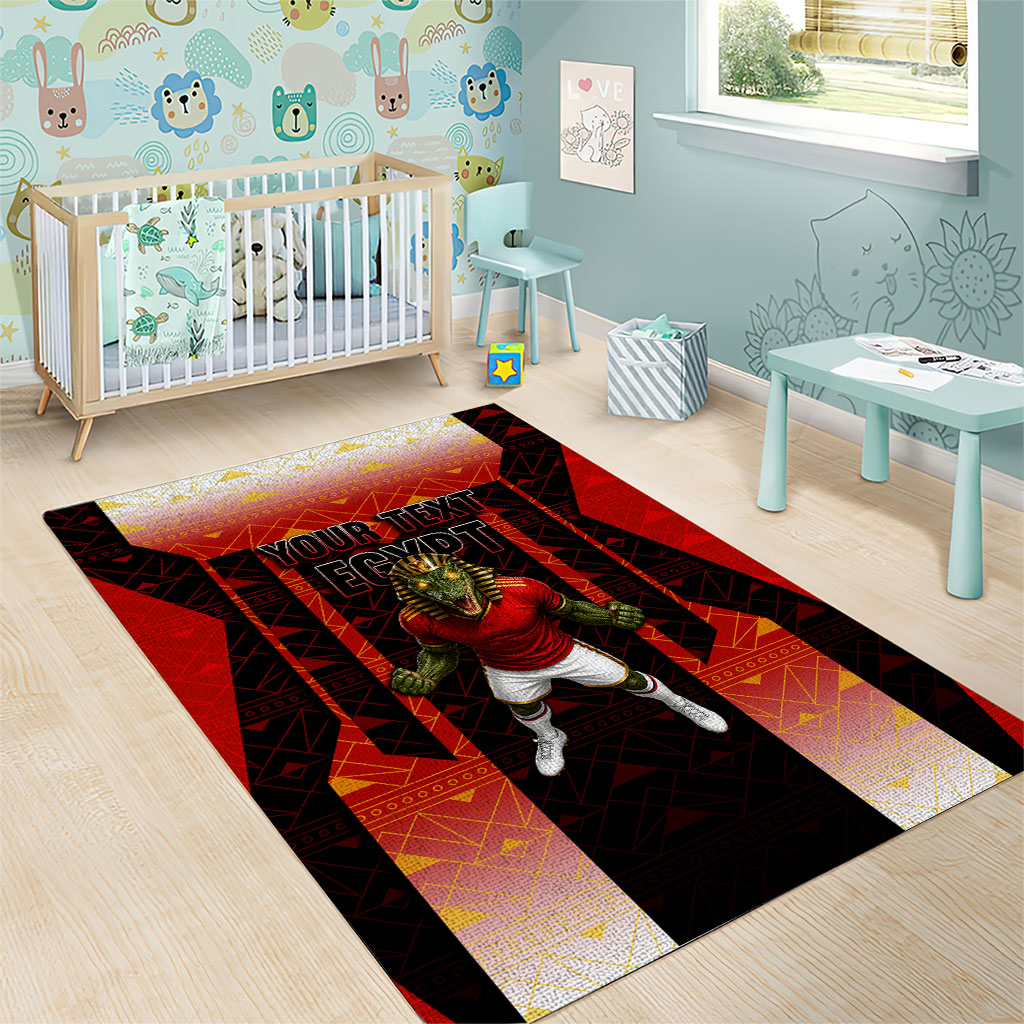Personalized Egypt Soccer Sobek Crocodile Mascot Area Rug Pharaoh Mascot Egyptian Hieroglyphic