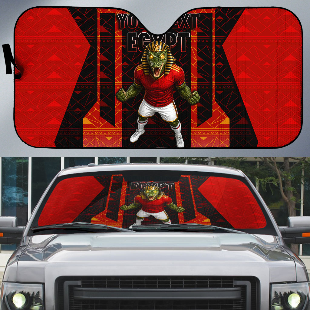 Personalized Egypt Soccer Sobek Crocodile Mascot Auto Sun Shade Pharaoh Mascot Egyptian Hieroglyphic