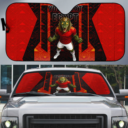 Personalized Egypt Soccer Sobek Crocodile Mascot Auto Sun Shade Pharaoh Mascot Egyptian Hieroglyphic