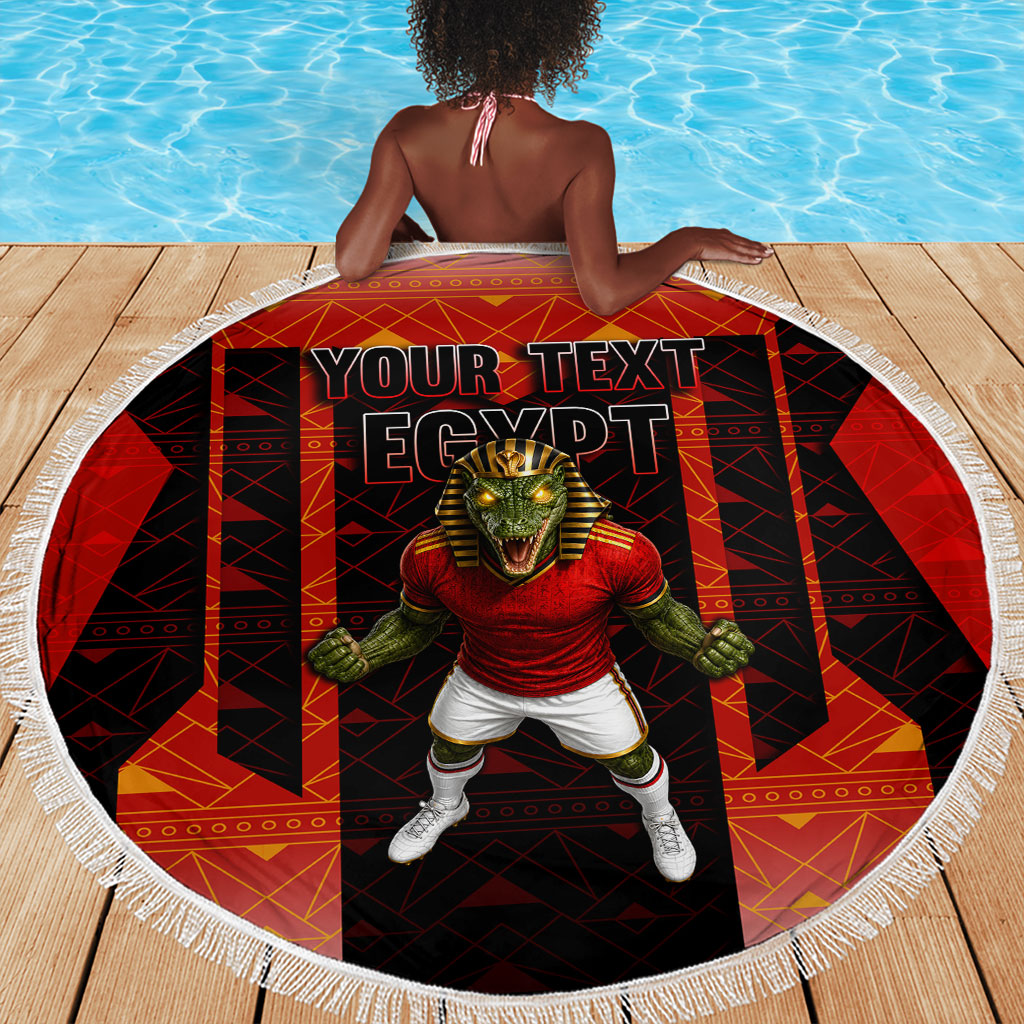 Personalized Egypt Soccer Sobek Crocodile Mascot Beach Blanket Pharaoh Mascot Egyptian Hieroglyphic